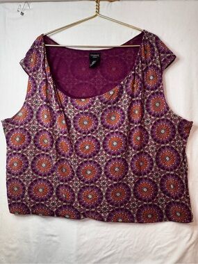 George Purple and Orange Floral Scoop Tank Top